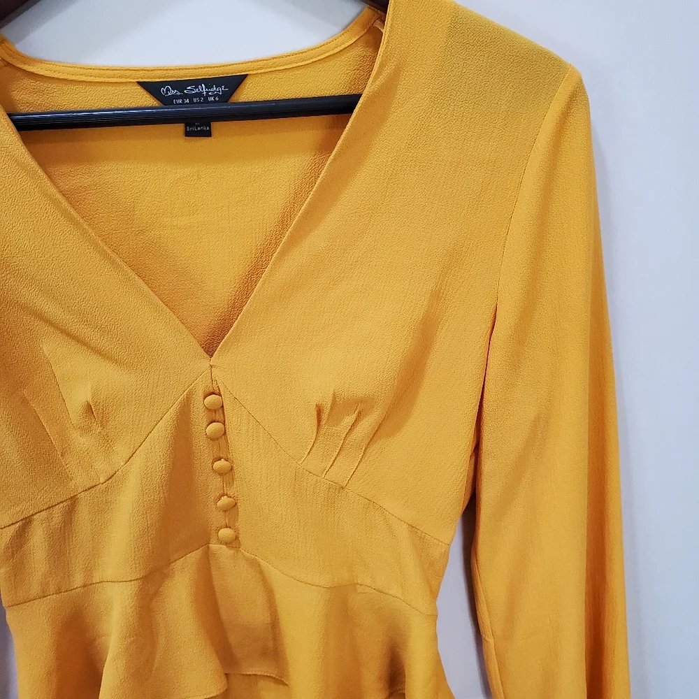 Goldenrod Tie Sleeved Blouse size 2 - Picture 2 of 4